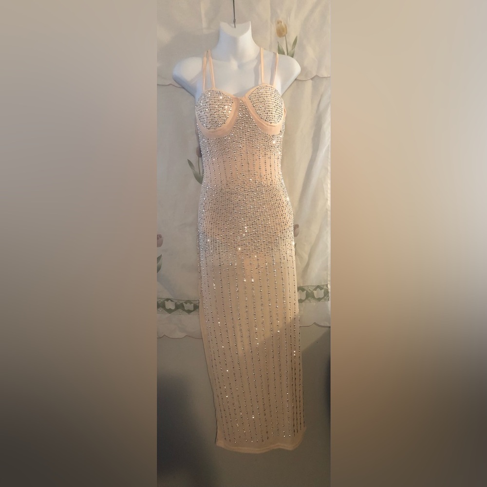 Elegant Nude Sequin Dress